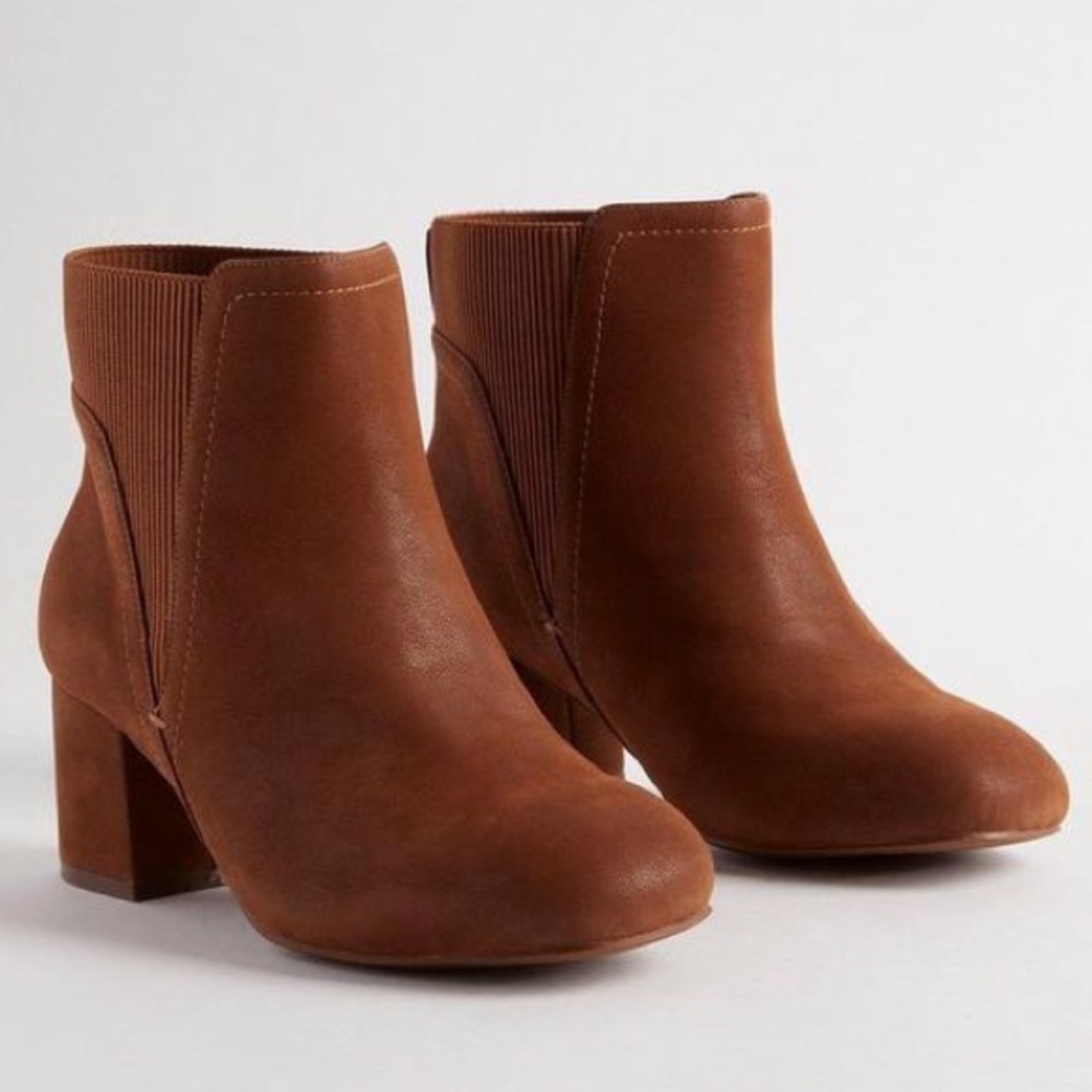 Torrid Square Toe Block Heel Chelsea Boot, Cognac